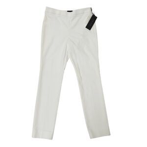 Carlisle Collection Trousers Womens 4 White Linda Flat Front Slim Stretch Casual